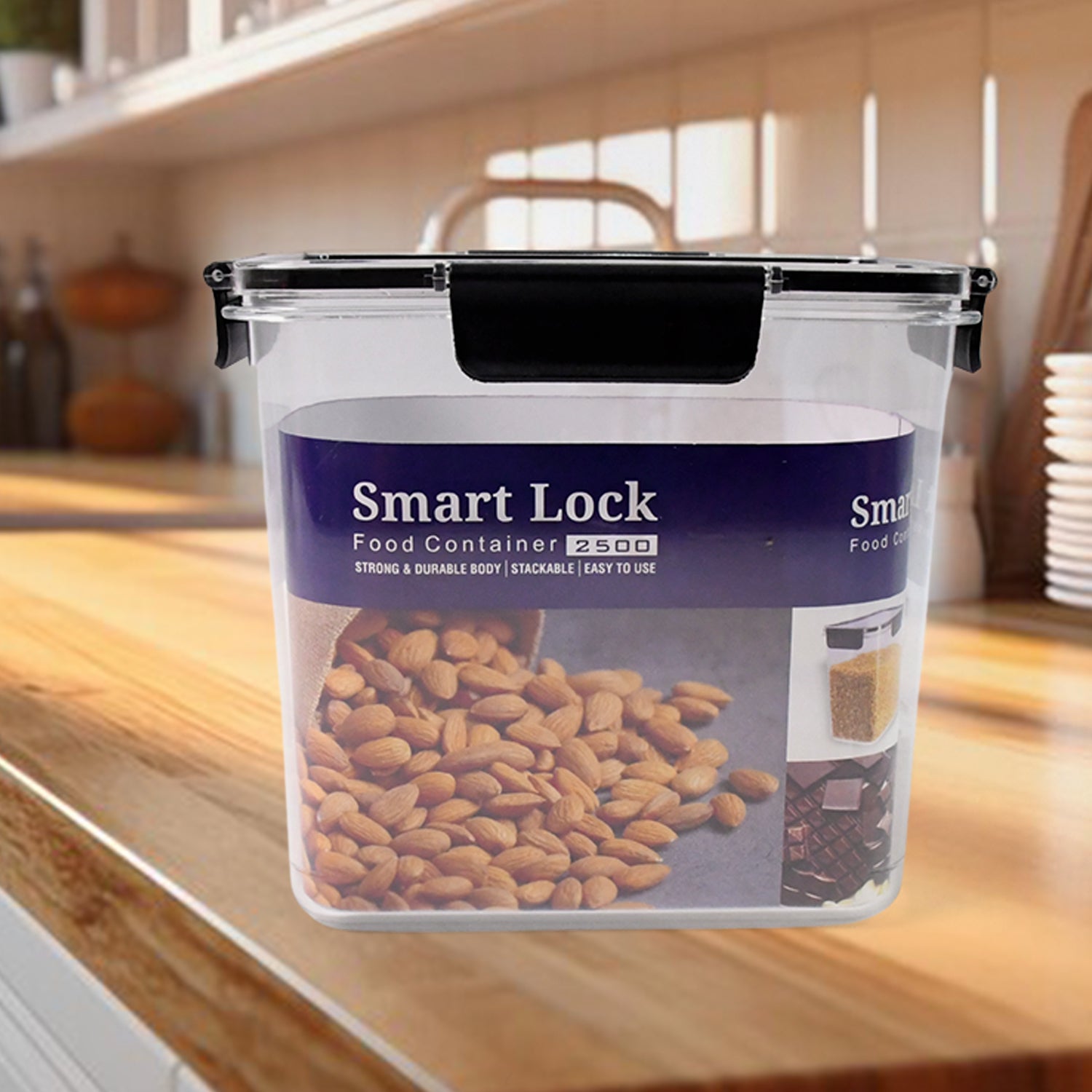 Food Storage Container Airtight Plastic Container With Easy Snap Lids (2500ml  1 Pc)