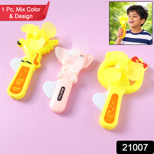 Hand Press Mini Portable Cartoon Fan Toy (1 Pc Mix Color  Design)