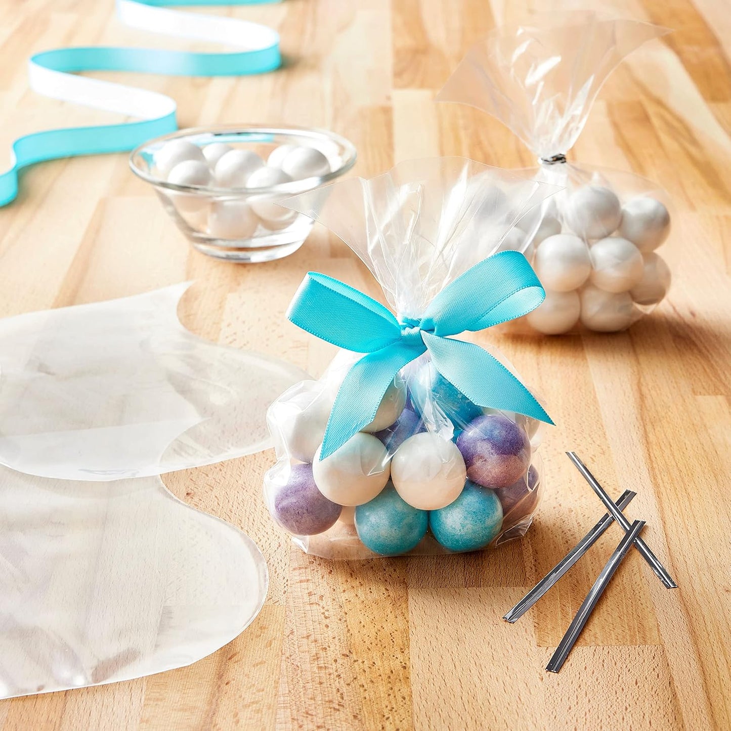 Clear Cookie Bags Gift Bag Clear Flat Treat Bags (25 Pcs Set)