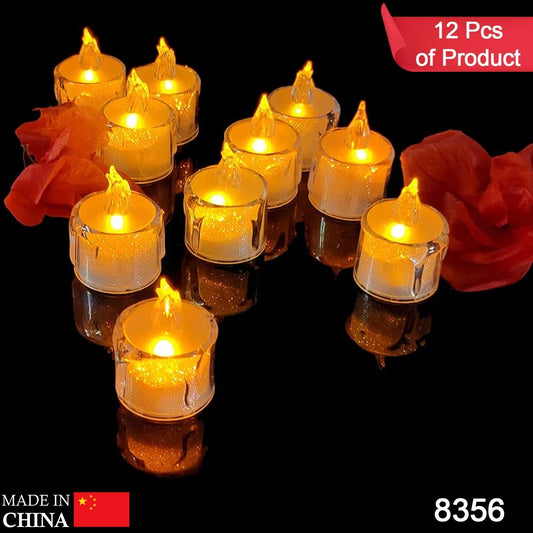 12 Pcs Flameless And Smokeless Decorative Acrylic Candles Transparent Led Tea Light Candle For Gifting House Diwali Christmas Festival Events Decor Candles
