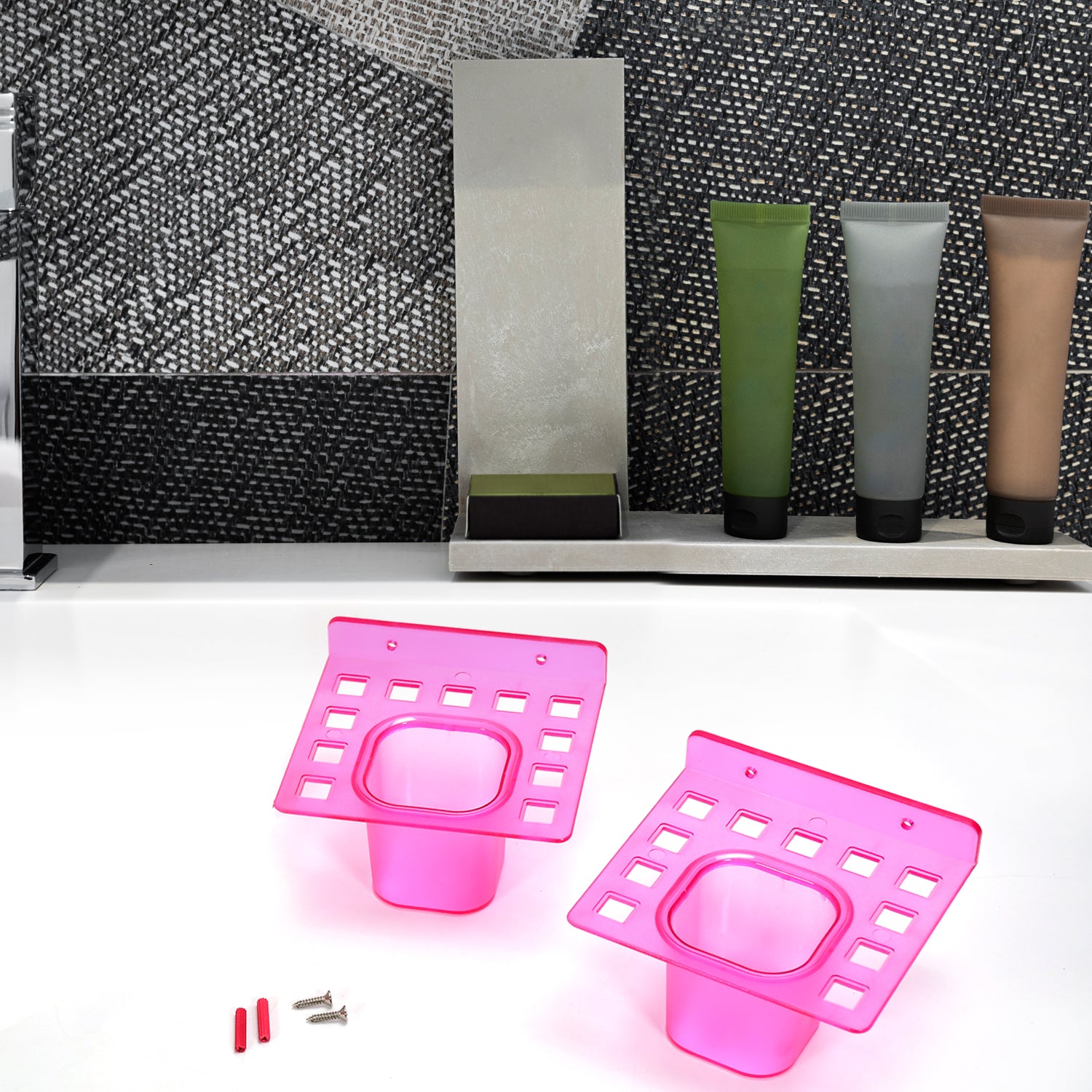 7644  2in1 Tumbler Dish   Toothbrush Holder ( 2 Pcs Pack )