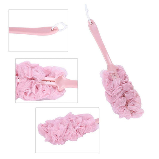 6702 Loofah Back Scrubber For Shower Long Handle Bath Sponge Shower Brush Soft Nylon Mesh Back Cleaner Washer Body Bath Brush For Women And Men Bathroom Shower Accessories