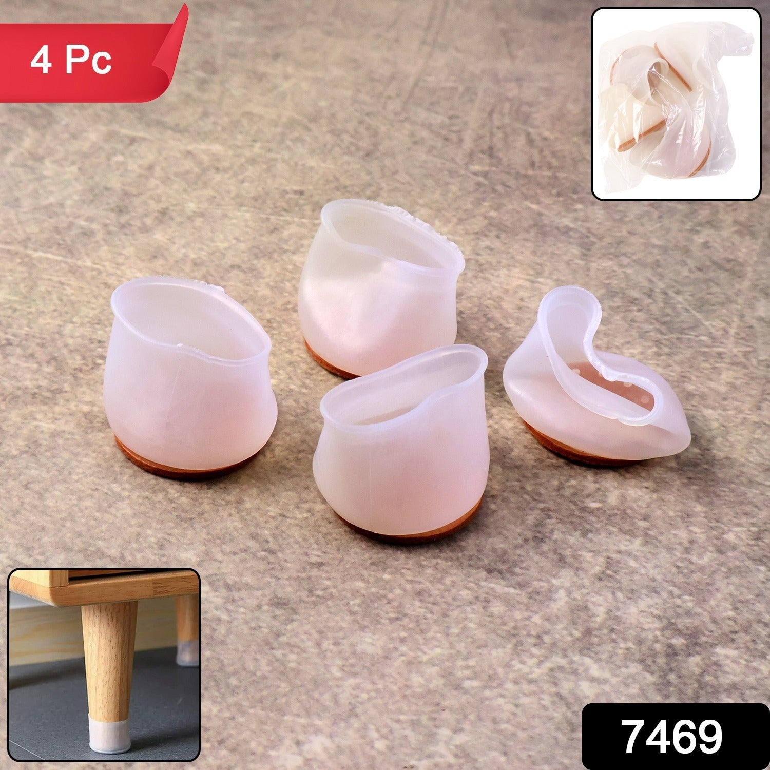 Premium Silicone Furniture Feet Pads (4 Pc Set  Mix Color)