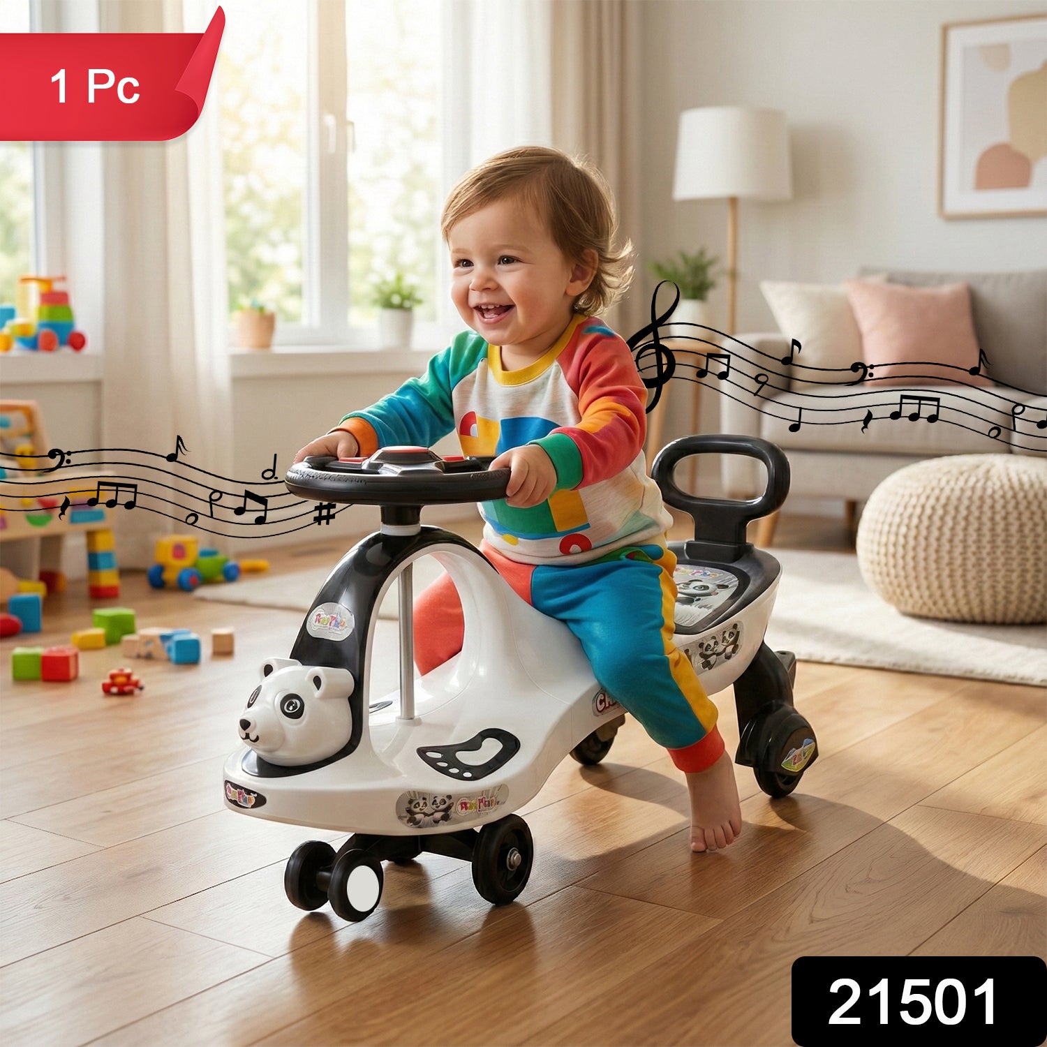Baby Magic Swing Car Ride-on Toy With Music (1 Pc)