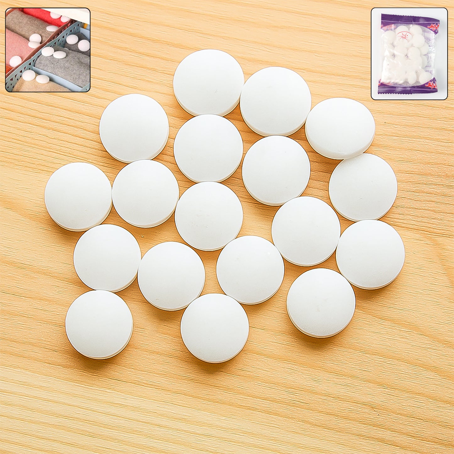 Premium Naphthalene Mothballs  Cupboard Deodorizer Tablets (1 Packet  20 Gm)