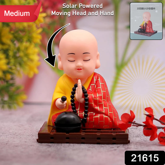Red Solar Powered Sitting Buddha Statue (1 Pc  Medium)