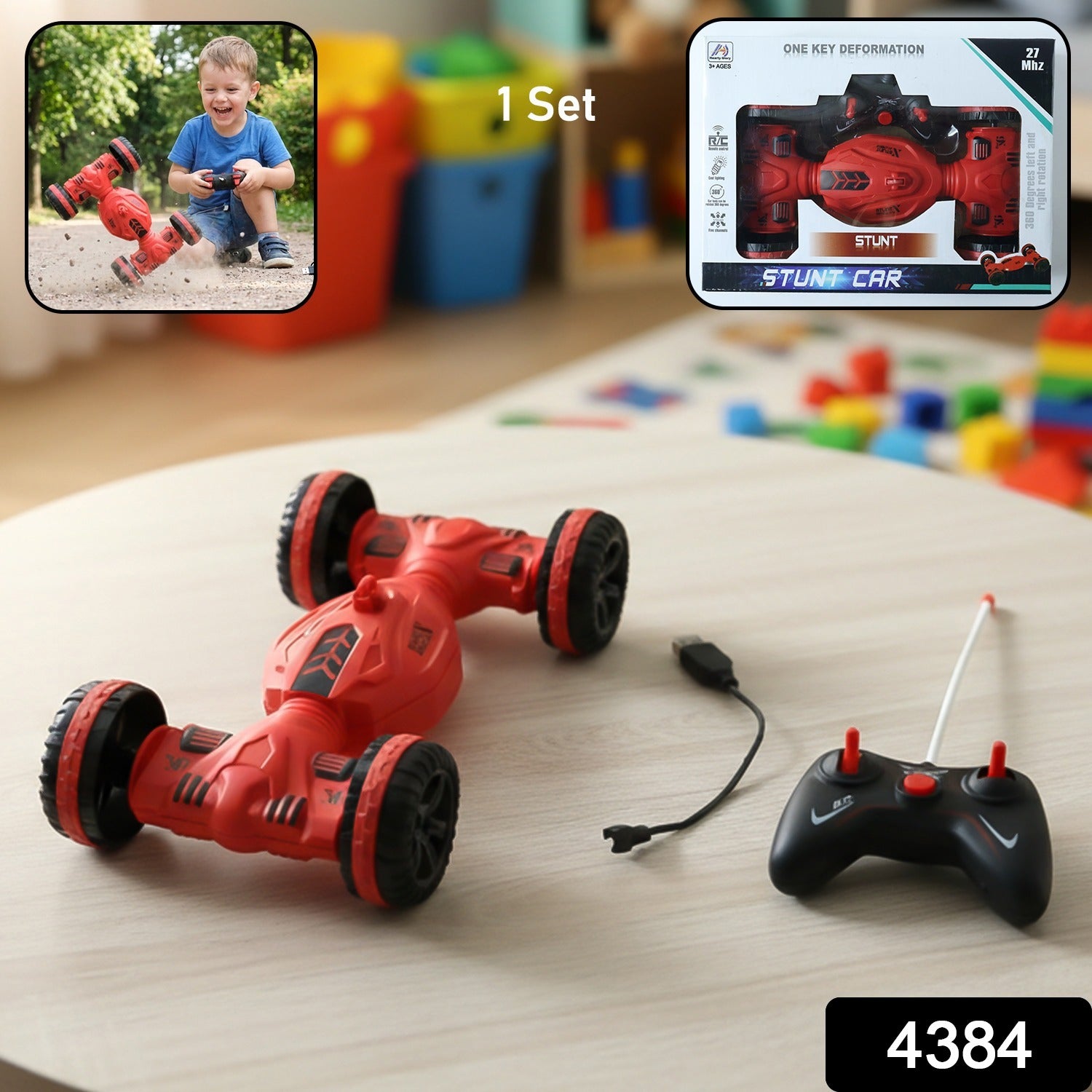 Remote Control One-key Deformation Stunt Car (1 Set)
