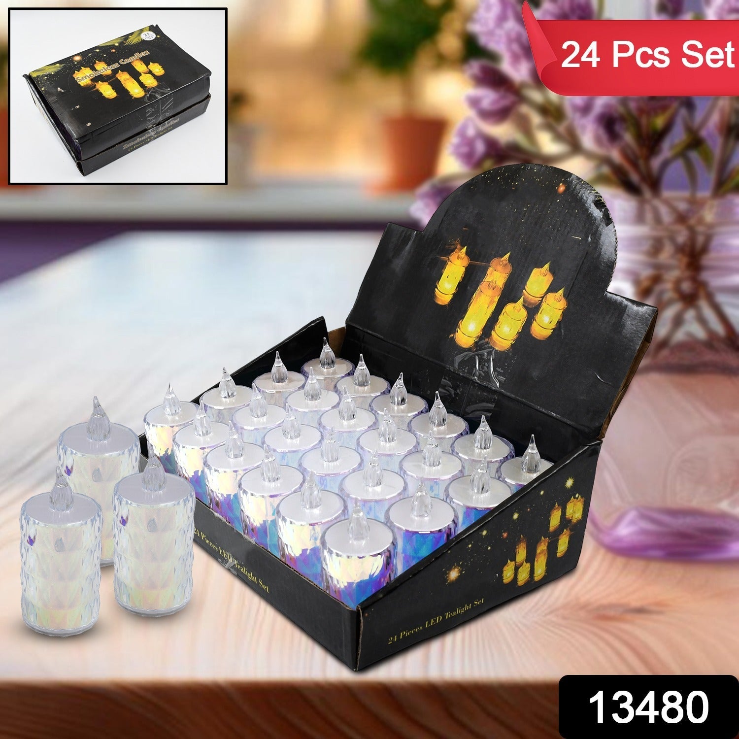 24 Pc Flameless And Smokeless Decorative Melting Candles Led Tea Light