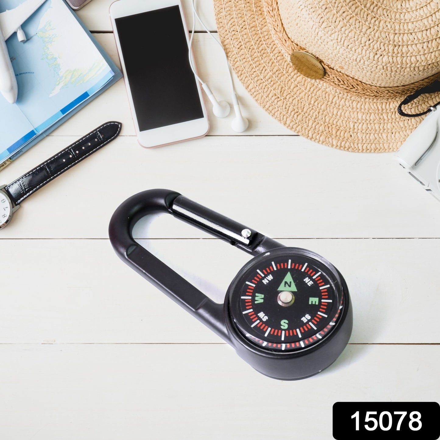 Clip Snap Hook Mini Compass (1 Pc   (1 Pc  Mix Design)