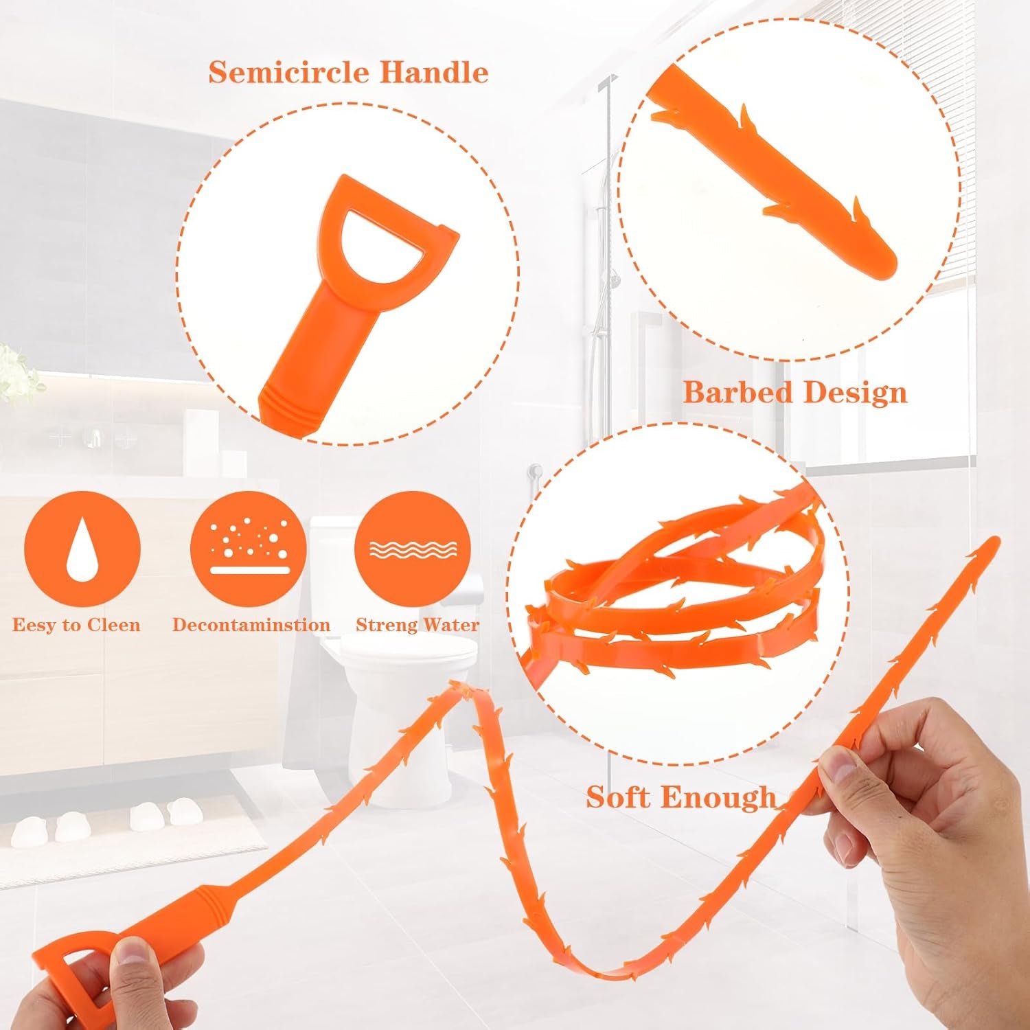 Flexible Sink  Drain Cleaning Stick  50 Cm Long (Pack Of 3)