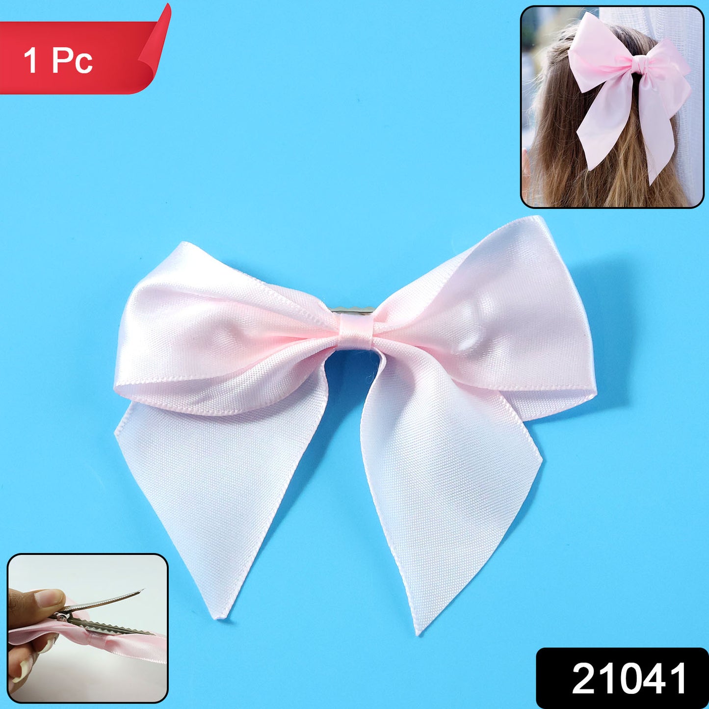 Elegant Satin Hair Bow Clip For Girls  Women (1 Pc)