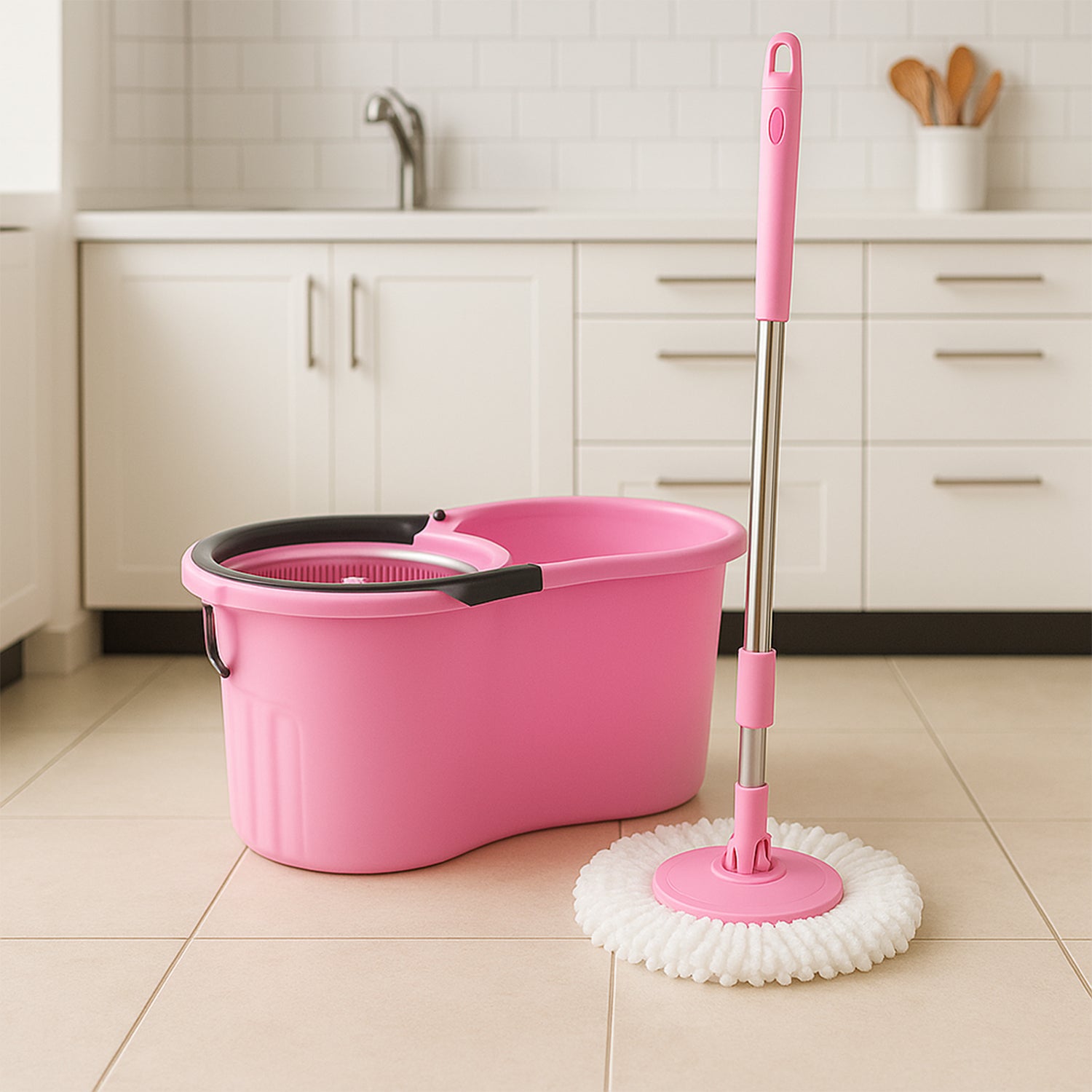 4942 Quick Spin Mop With Steel Spin Bucket Floor Cleaning Easy Wheels  Big Bucket Floor Cleaning Mop With Bucket