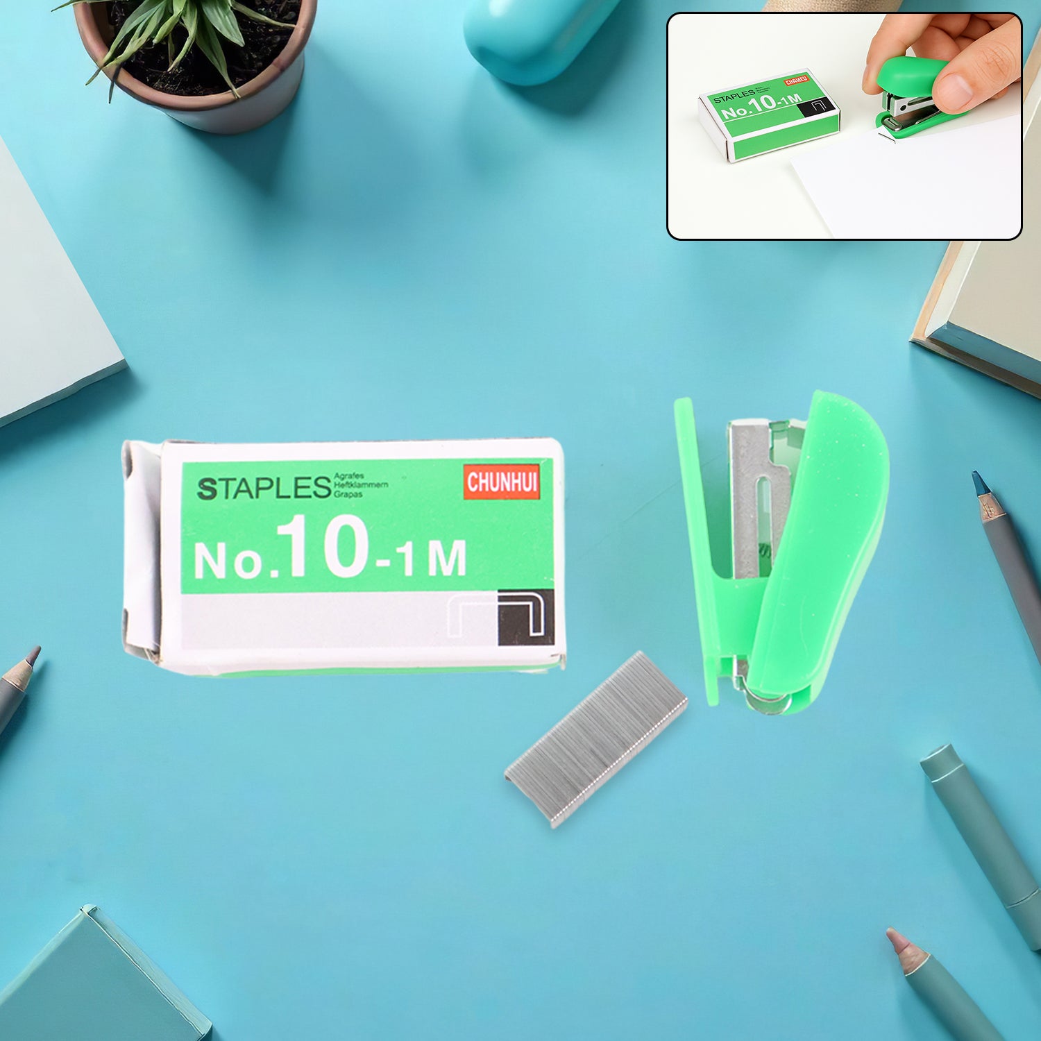 Mini Stapler With 1 Strip Of Staples (1 Set)
