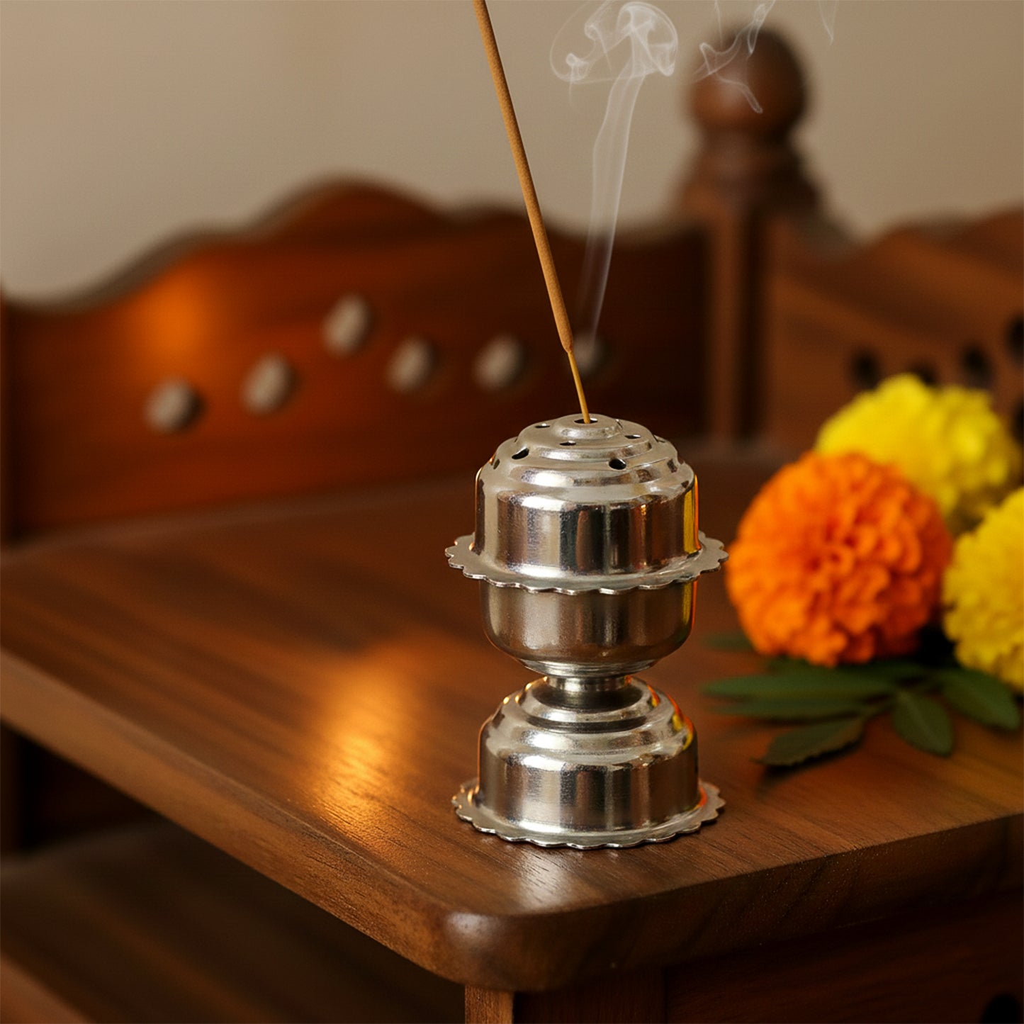 Stainless Steel Big Lotus Agarbatti Stand (1 Pc)