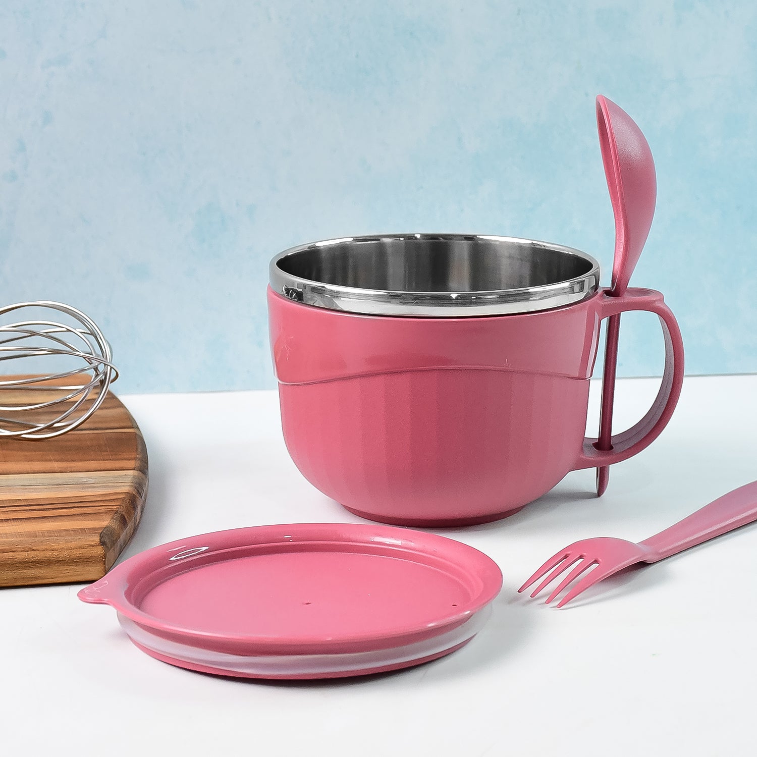 Apex Premium 700 Ml Multipurpose Noodle Bowl With Handle Lid And Fork