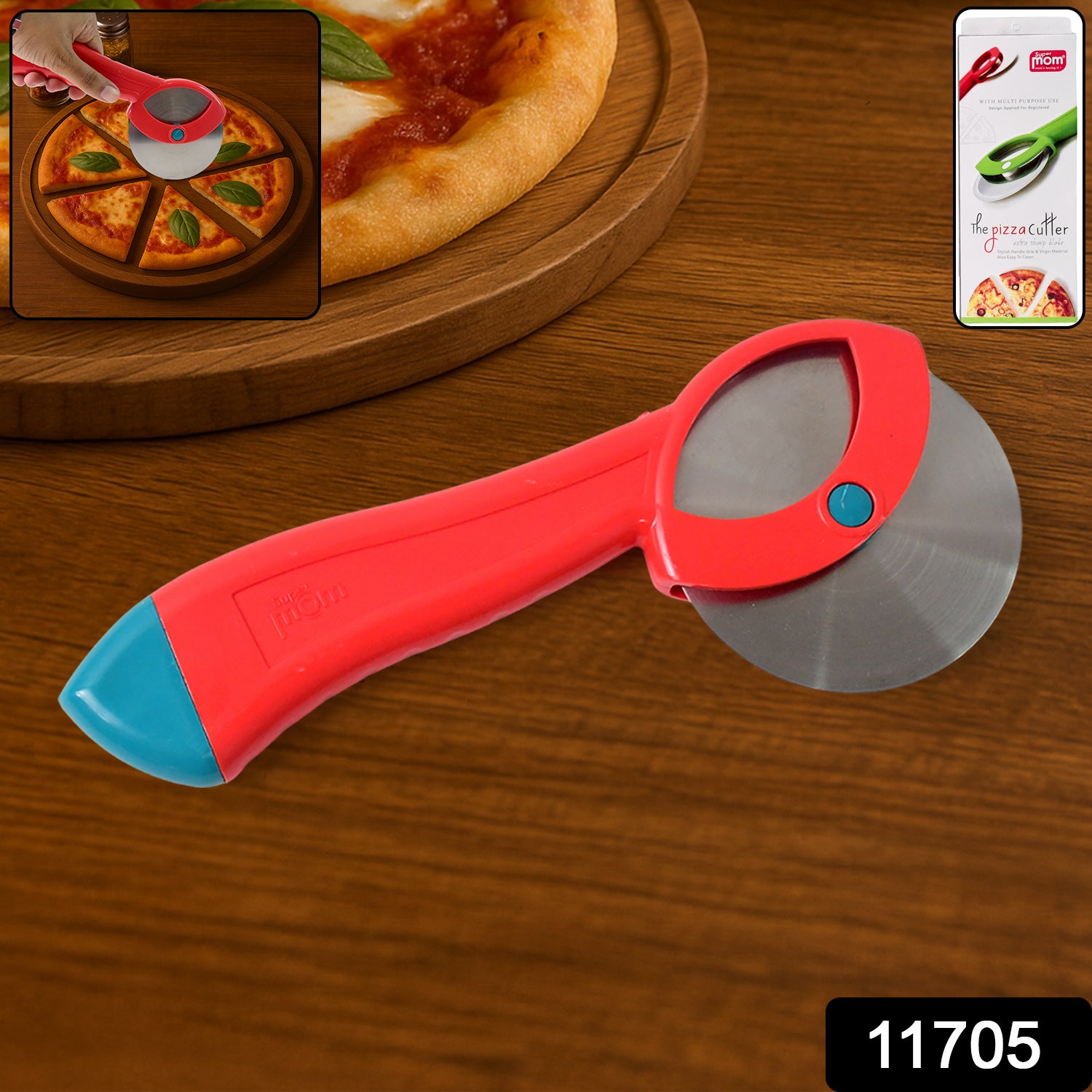 Suppermom Premium Stainless Steel Pizza Cutter With Ergonomic Handle (1 Pc)