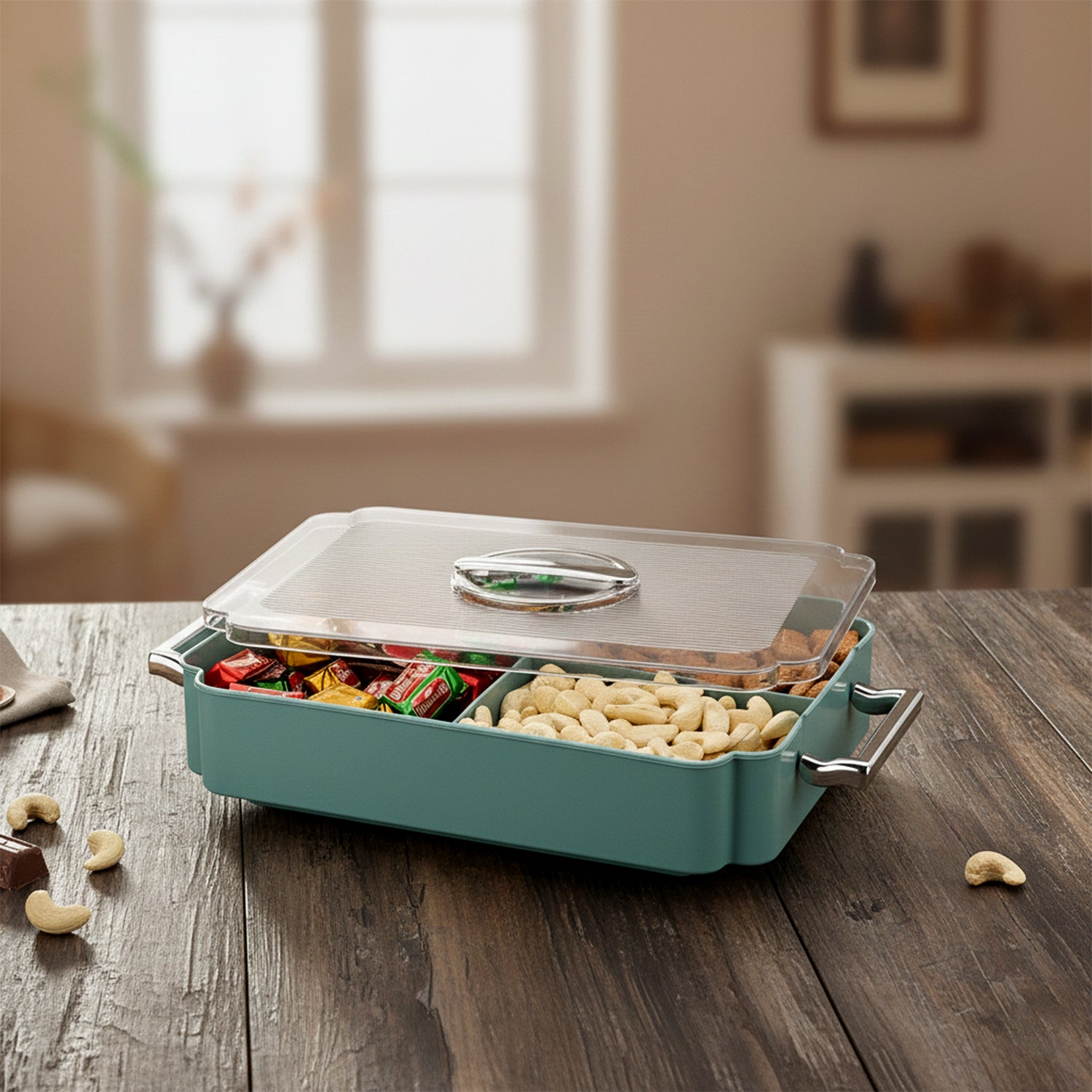 4 Compartment Multipurpose Plastic Food Storage Container (1 Pc)